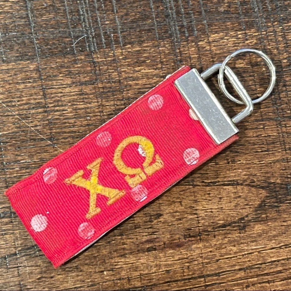 Chi Omega ΧΩ Ribbon Keychain Key Fob - Picture 3 of 7